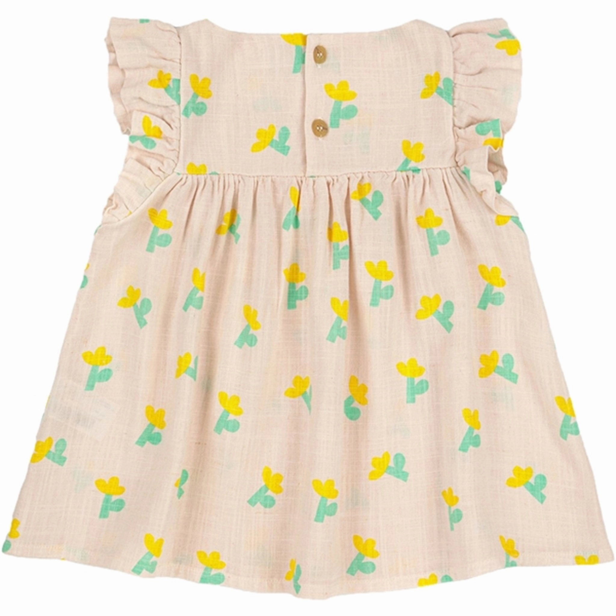 Bobo Choses White Sea Flower All Over Ruffle Dress Soft Finish Cool Structure