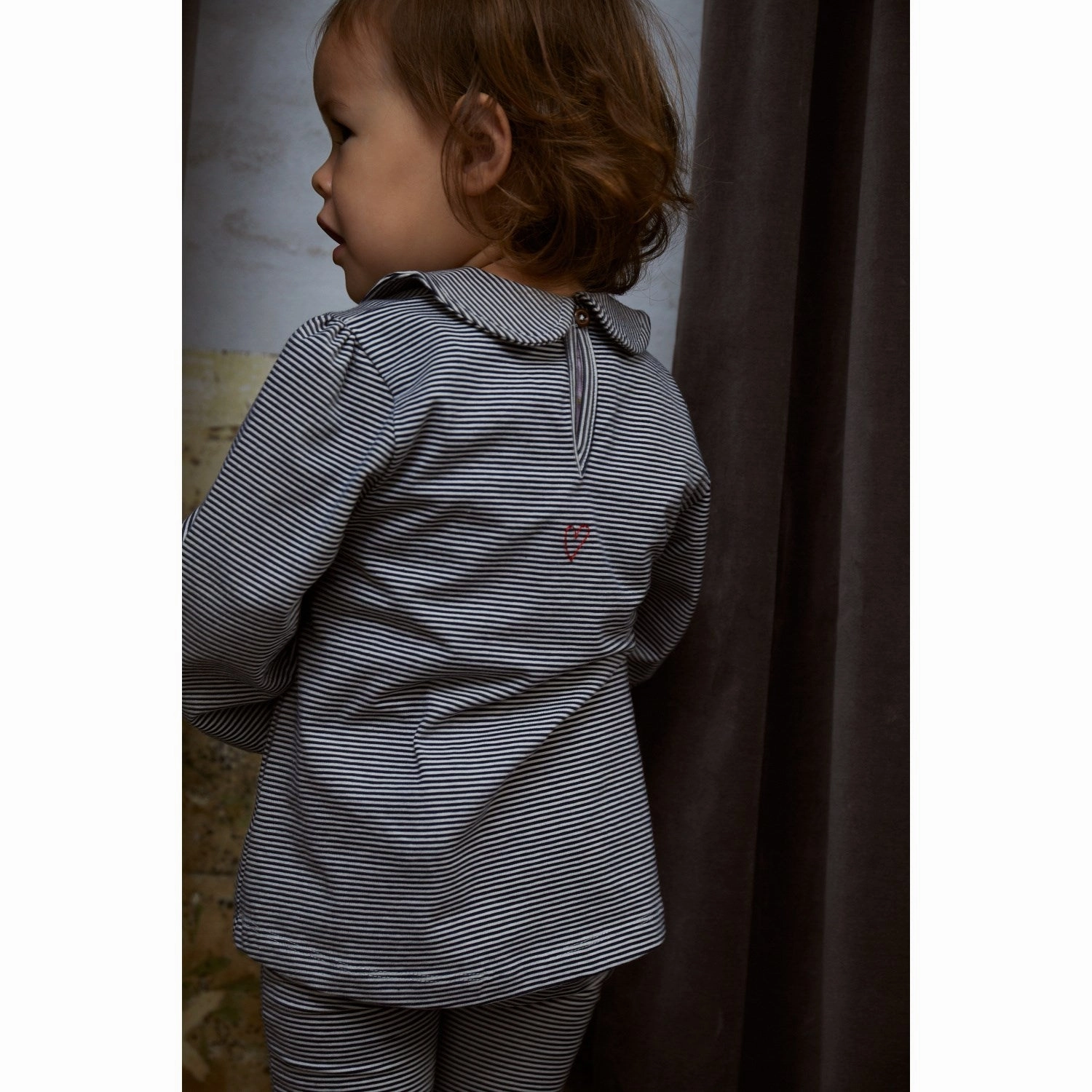 Copenhagen Colors Navy/Cream Stripe Striped Blouse W. Collar adult clothing Edgy Design