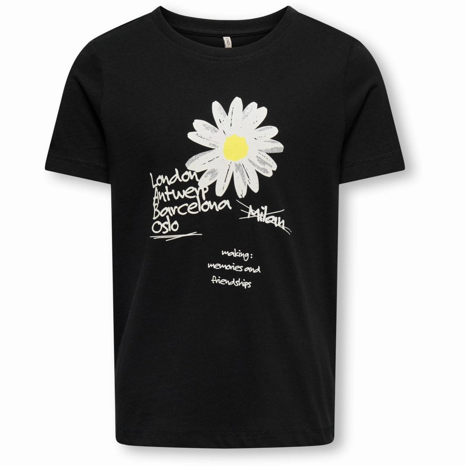 Perfect For Relaxing Unisex Core kids ONLY Black Daisey Emma Reg Print T-Shirt