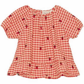 Outerwear Companion Polished Placket Fl?ss Molly Blouse Berry Gingham