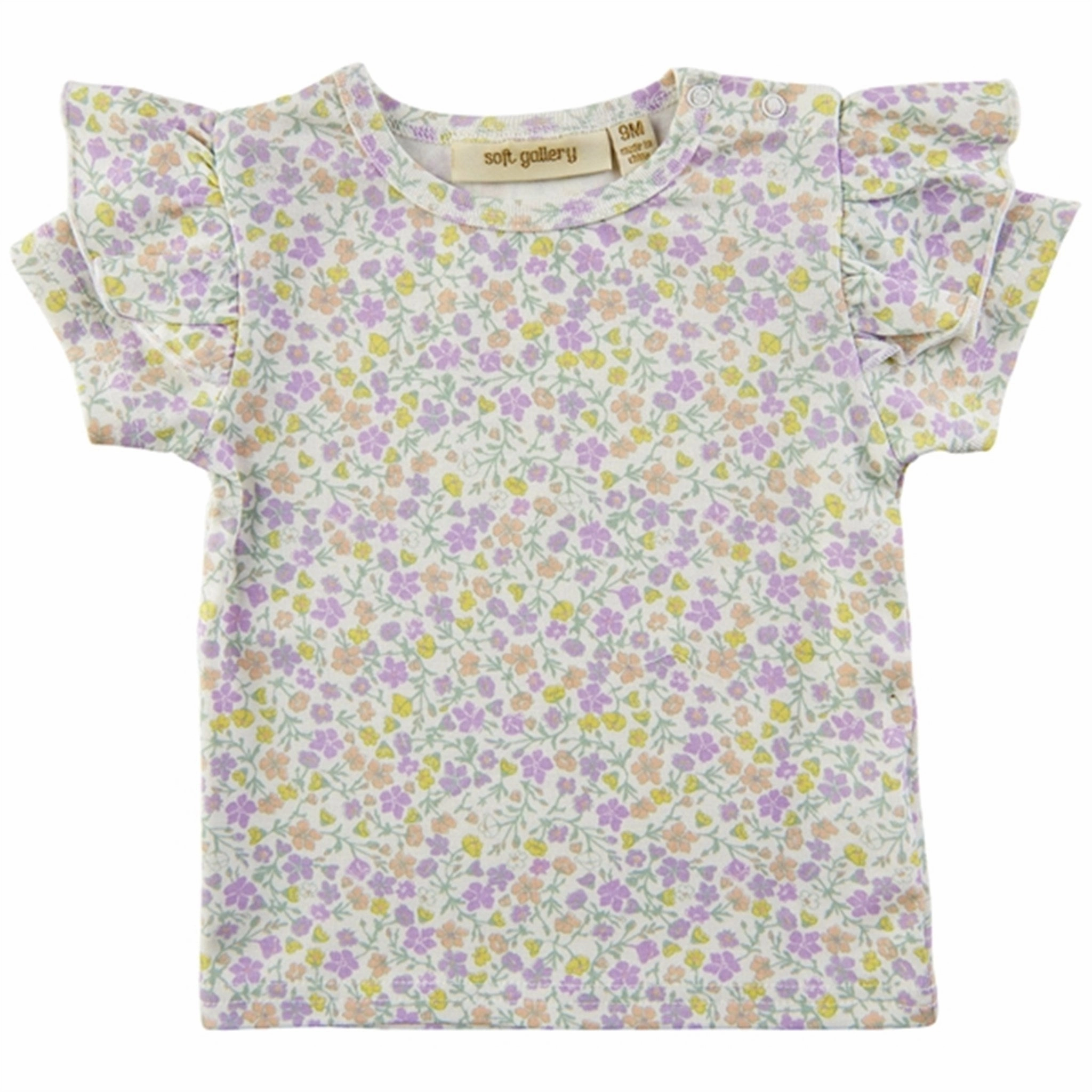 Linen blend Soft Gallery Snow White Janisa Pastelflower T-shirt