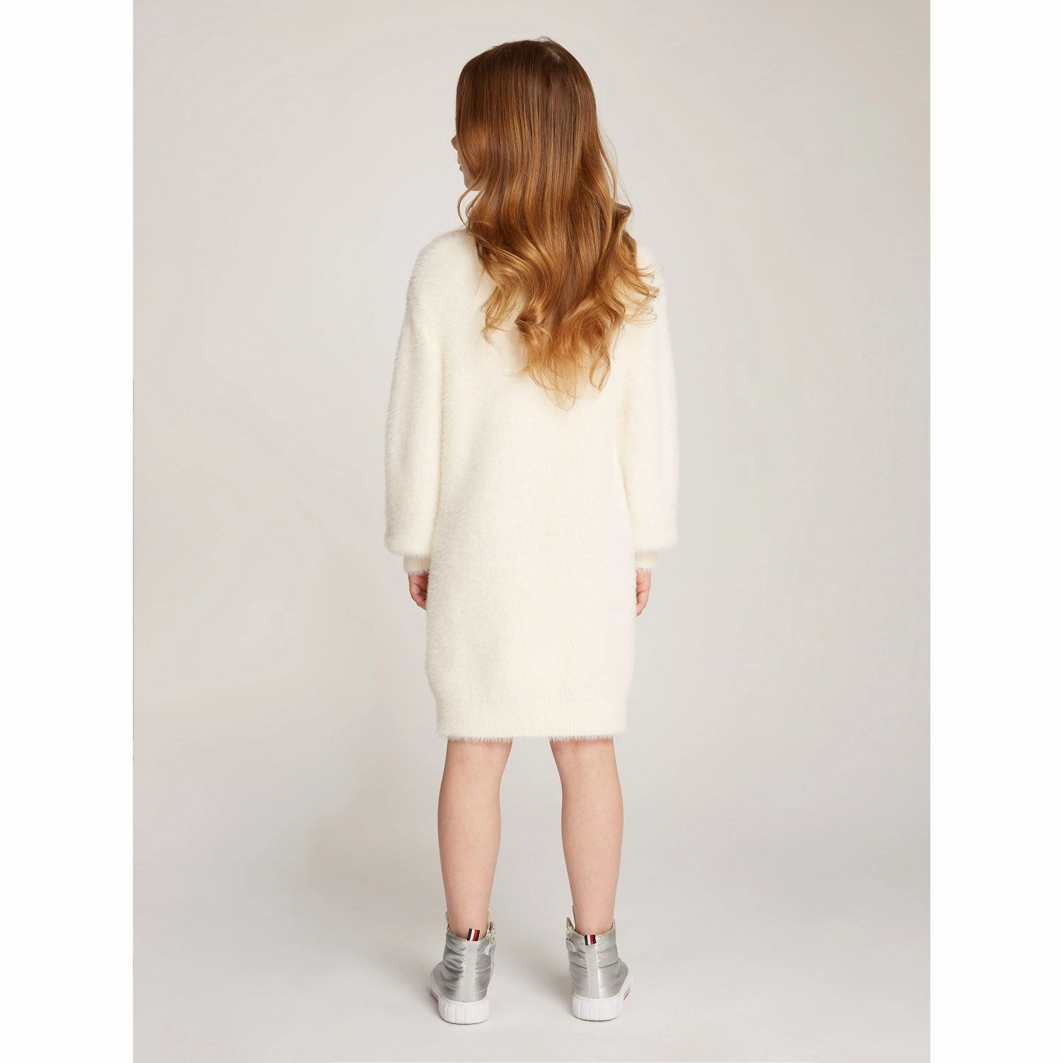 Tommy Hilfiger Ivory Petal Turtleneck Fluffy Sweat Dress Soft Material