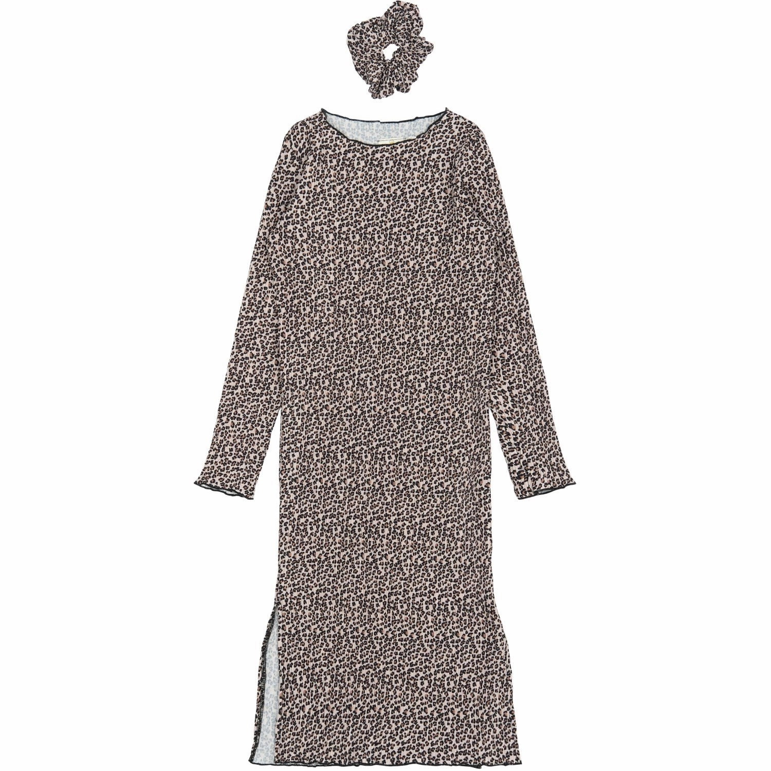 The New Feather Gray AOP TNPet L_S Pleat Dress Polished Design Chic Layering