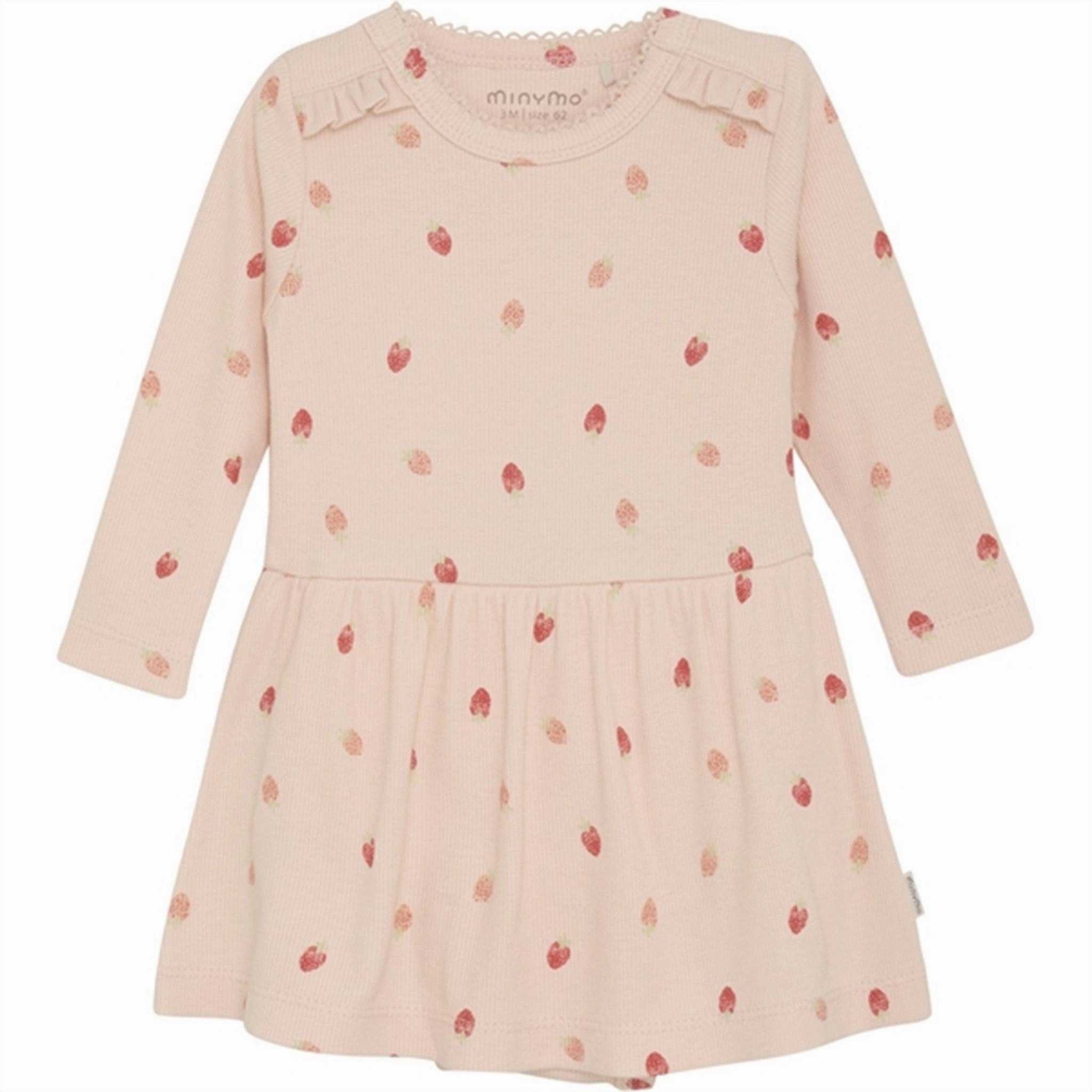 Minymo Spanish Villa Kjole AOP Rib Olive Tone Pleated design