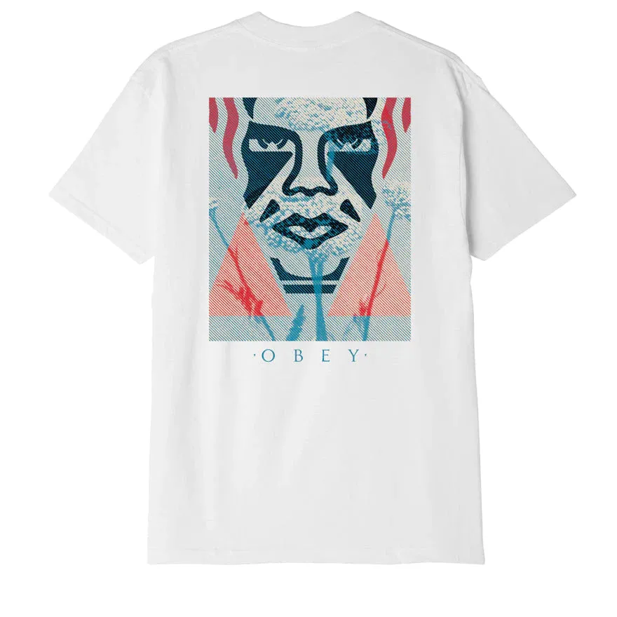 Obey T-Shirt manica corta da uomo Icon Face Classic 165263435 bianco Wrinkle Resistant Finish TaglessCollar