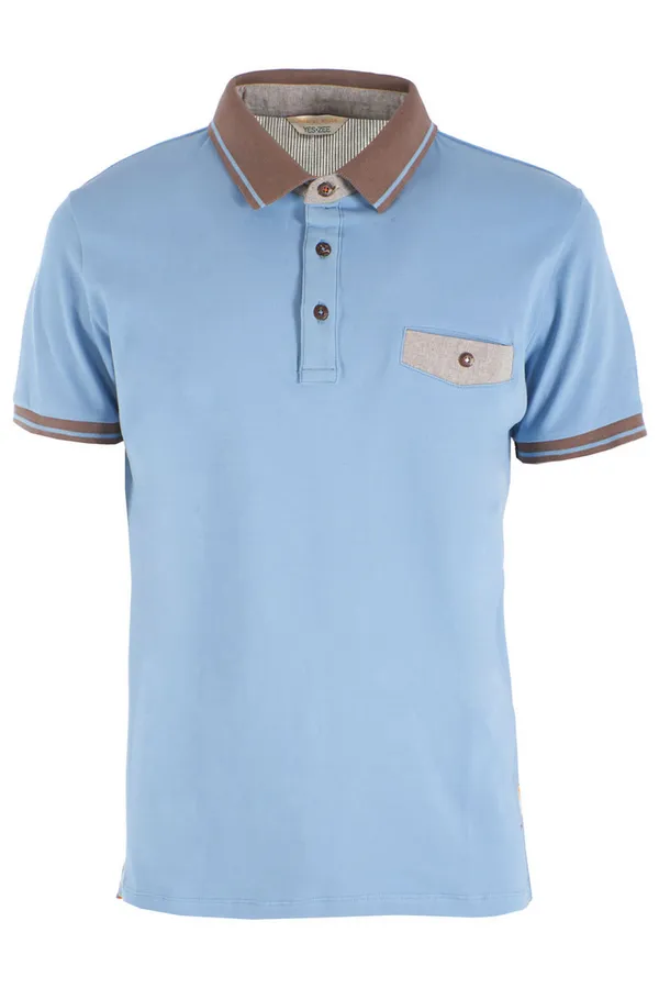 Lightweight Weave Performance Ready Yes Zee polo da uomo manica corta con taschino T716-S400-0633 celeste