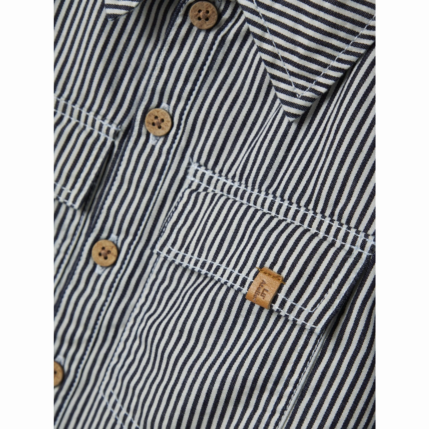 Non Iron Material Lil'Atelier Dark Blue Denim White Nmmkasper Ls Loose Twi Shirt 4021-Cm Lil