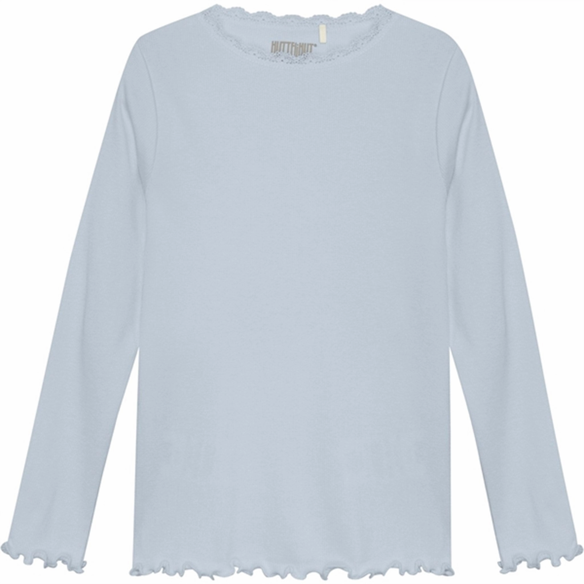 Huttelihut Rib Celestial Blue Blouse Effortless Comfort crew neck