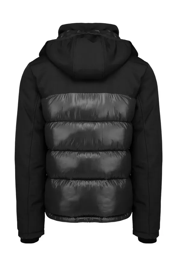 Minimal Utility Mindfulness Censured piumino da uomo corto con cappuccio e maniche lisce JM C112 T HLN3 90 nero