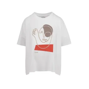 Weekend Ready Soft Design Bomboogie maglietta manica corte da donna ampia con ricamo TW8915TJIN5 bianco spento