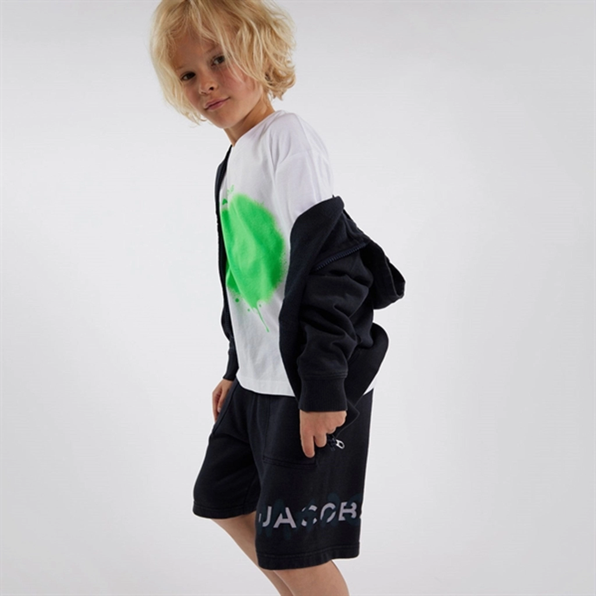 Flatlock stitching Little Marc Jacobs White Green T-shirt