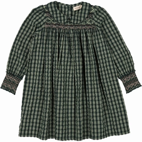 MarMar Seersucker Gingham Dark Leaf Check Dabina Dress Office Classic