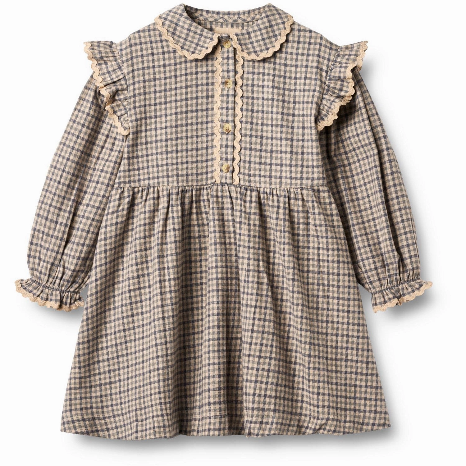 Wheat Blue Check Dress L/S Alissa Layering Fit