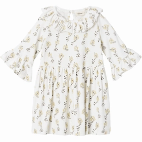 Sophisticated Vibe Pure Vibes Lil'Atelier Coconut Milk Yellow Flower Gavo 3/4 Loose Dress