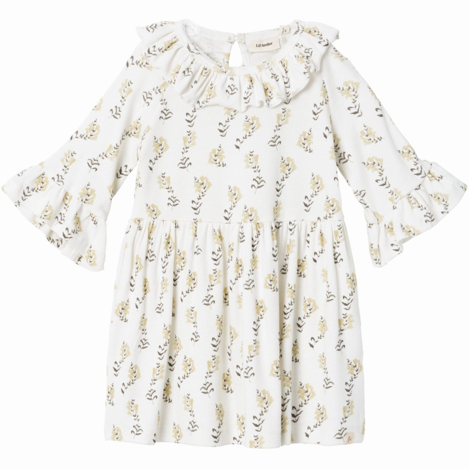 Lil'Atelier Coconut Milk Yellow Flower Gavo 3/4 Loose Dress Flattering Design