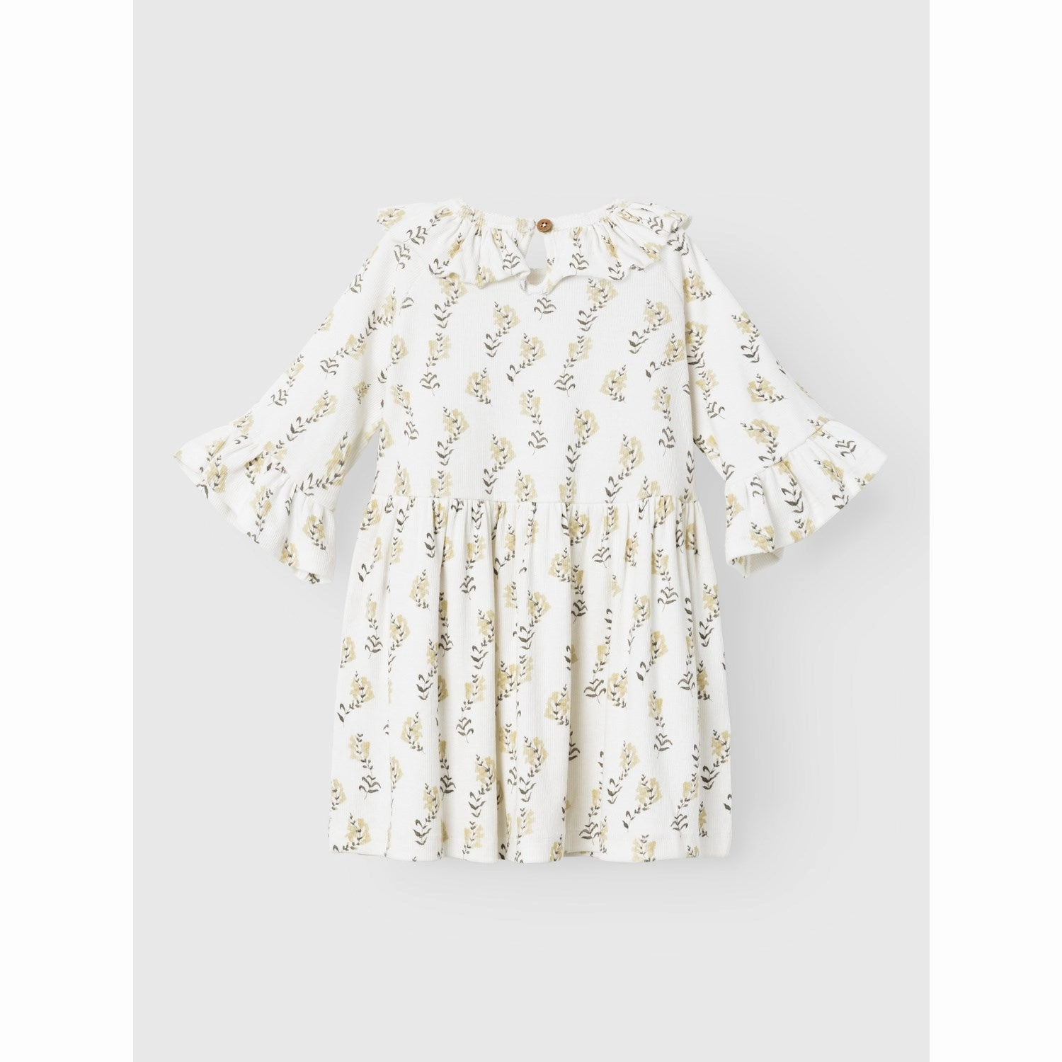 Lil'Atelier Coconut Milk Yellow Flower Gavo 3/4 Loose Dress Fashionable Fit Petite friendly