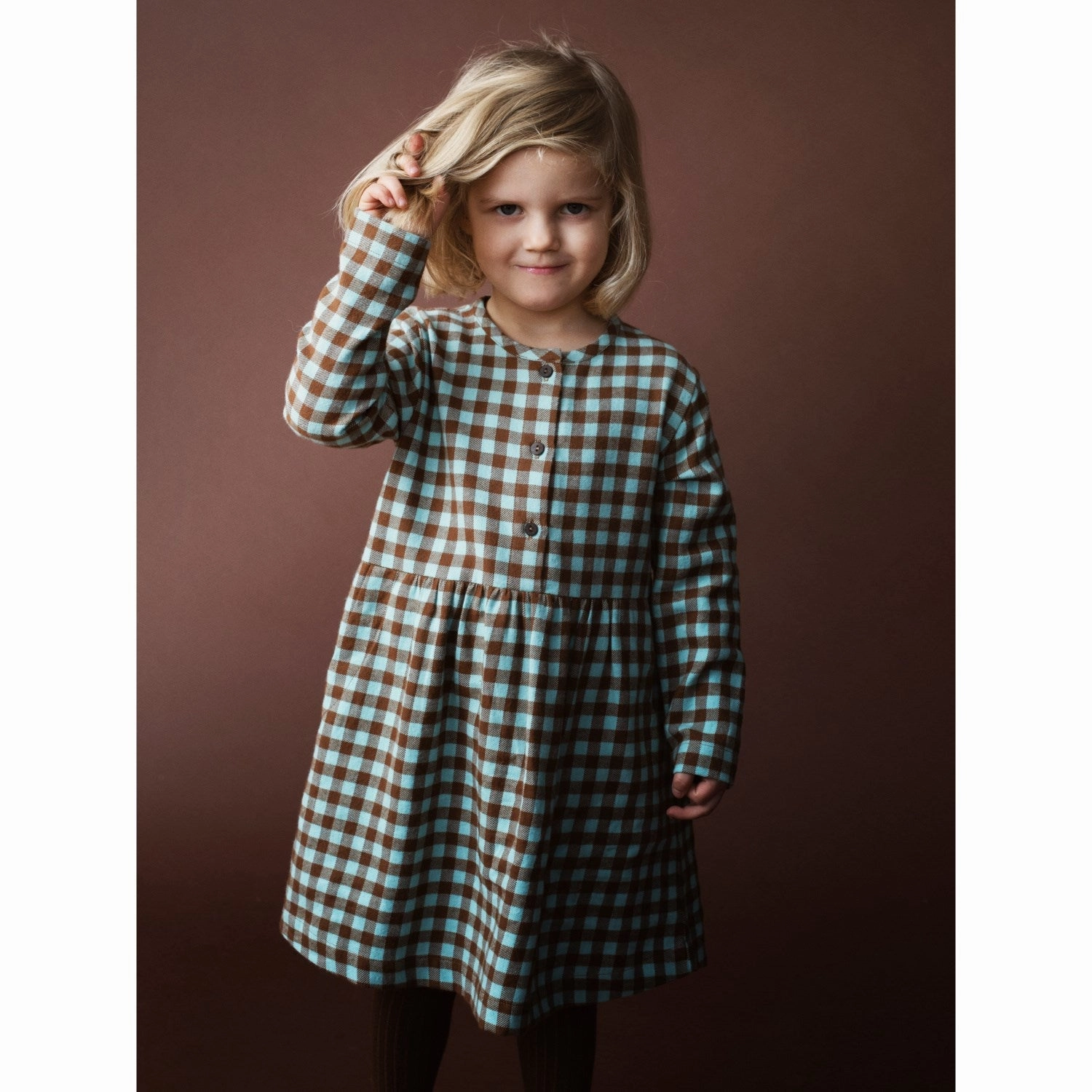 Serendipity Coffee Checks Brushed Dress Sun-Protective Fashion Daily