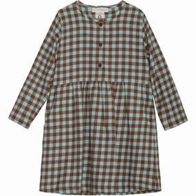 Vibrant patterned dress Hidden-Pocket Serendipity Coffee Checks Brushed Dress