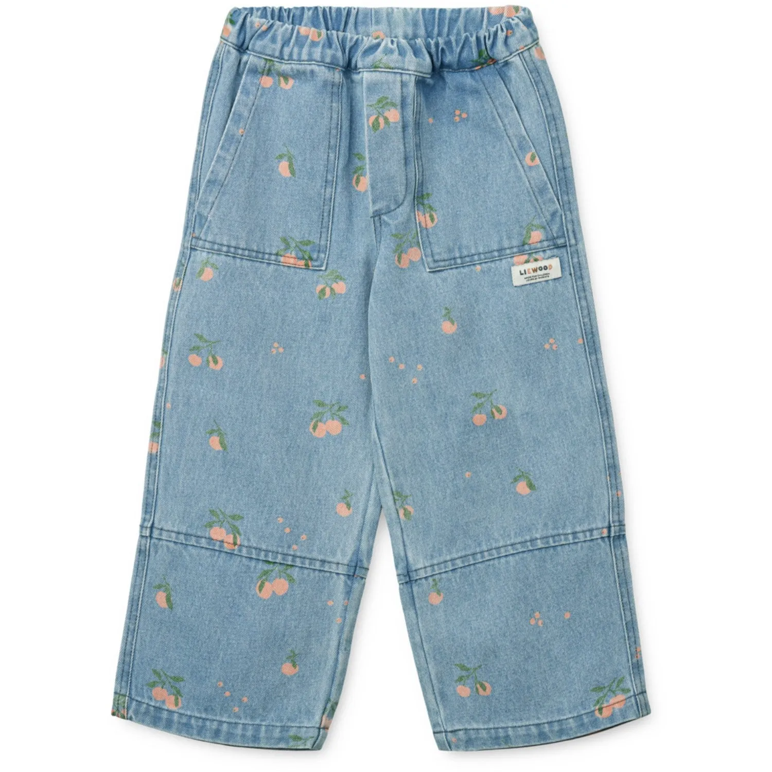 LIEWOOD Peach / Light Blue Denim Cesar Printed Denim Pants Youth Style Stylish Road Trip Fit Layer