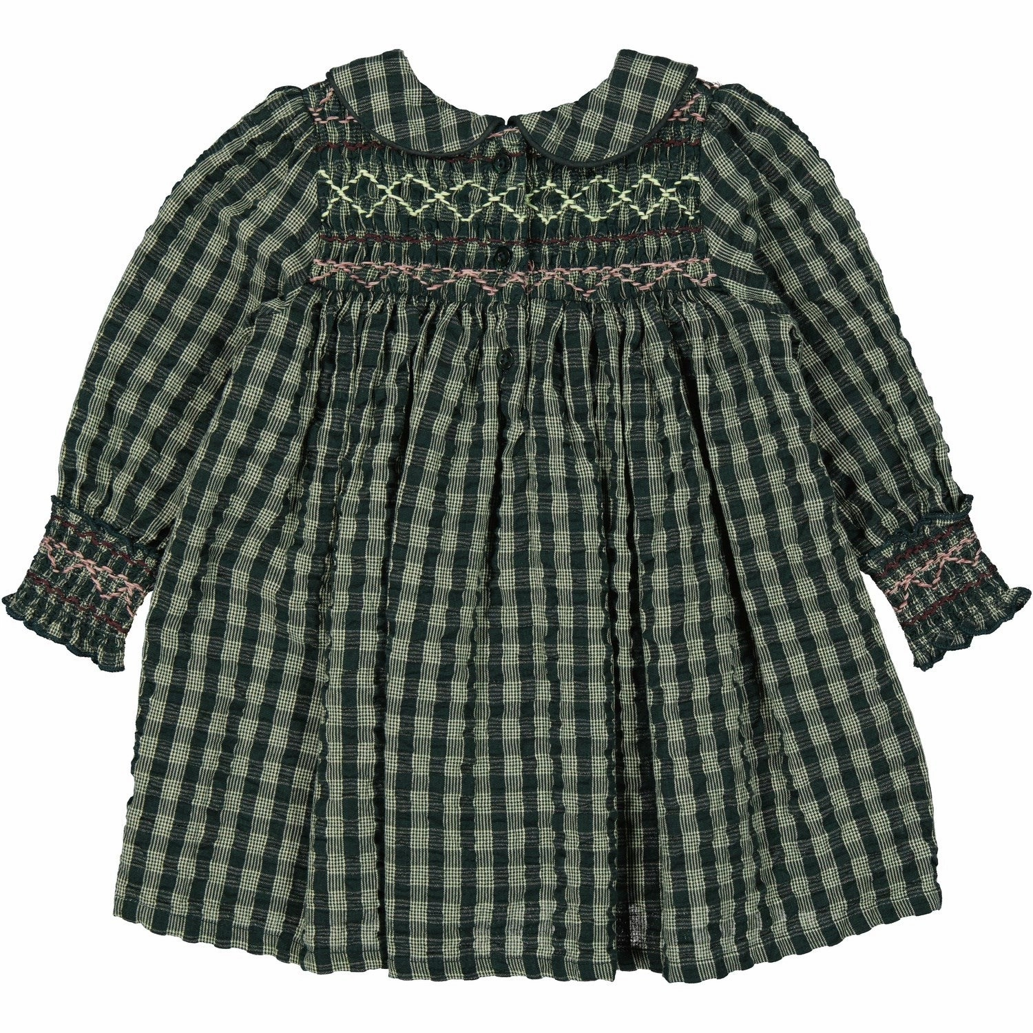 MarMar Seersucker Gingham Dark Leaf Check Dabina B Dress City-Style Relaxed Movement