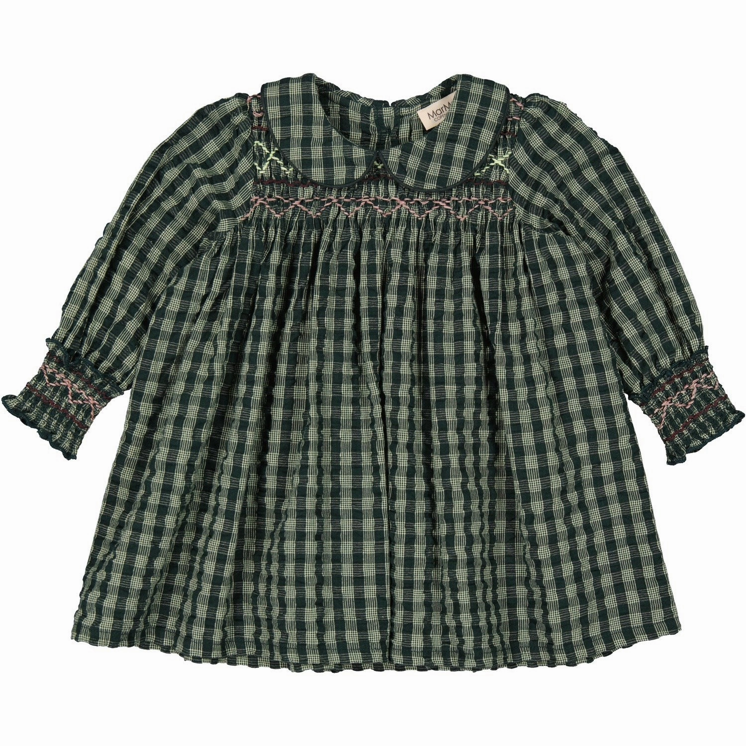 MarMar Seersucker Gingham Dark Leaf Check Dabina B Dress Neutral Form Soft Layers