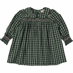 MarMar Seersucker Gingham Dark Leaf Check Dabina B Dress Elegance Glow