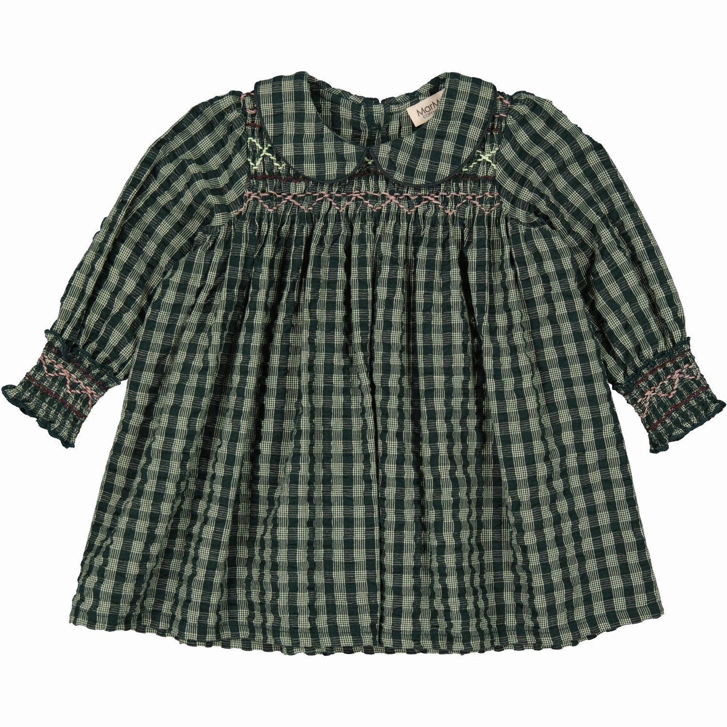 MarMar Seersucker Gingham Dark Leaf Check Dabina B Dress Elegance Glow