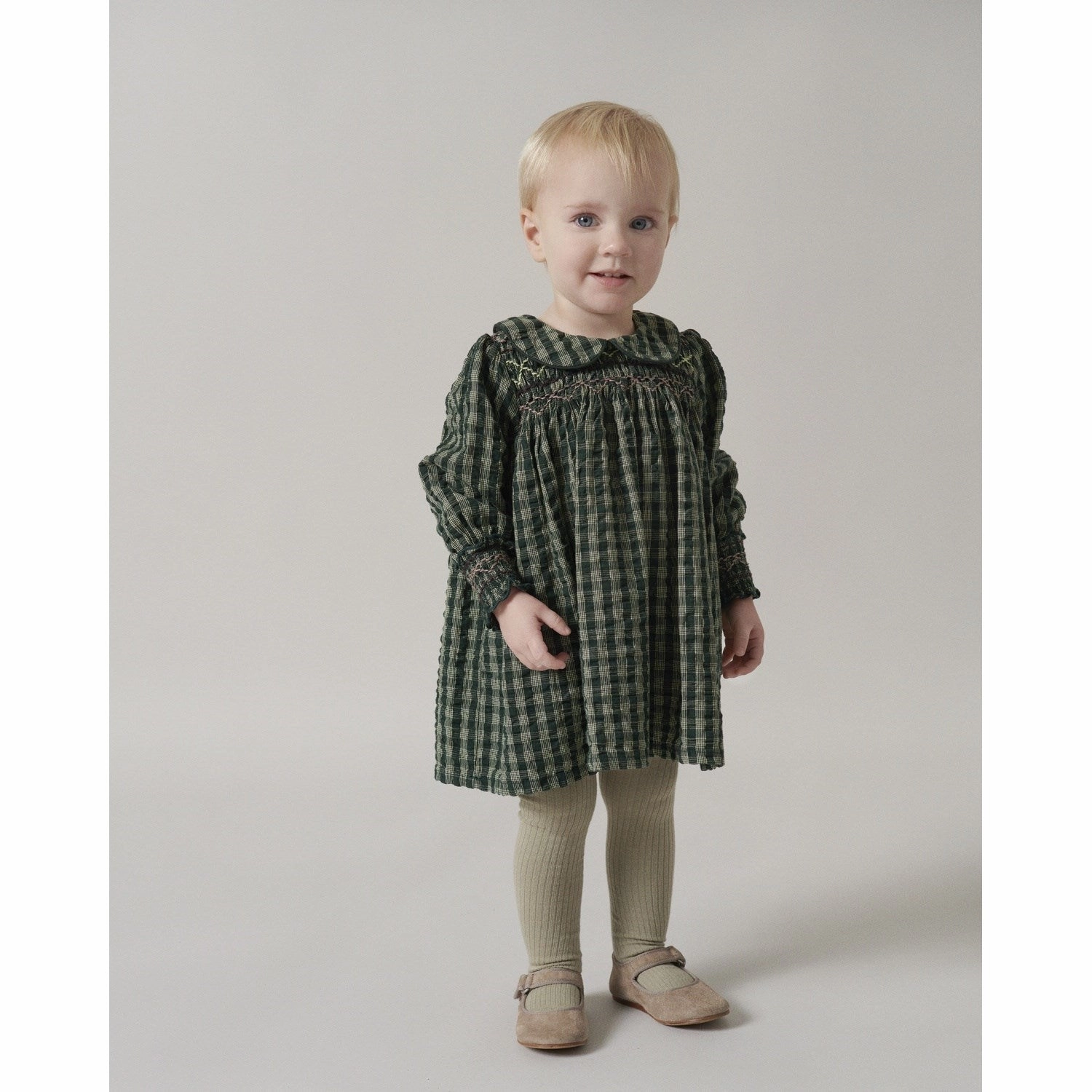 MarMar Seersucker Gingham Dark Leaf Check Dabina B Dress Form Focus Day Outfit