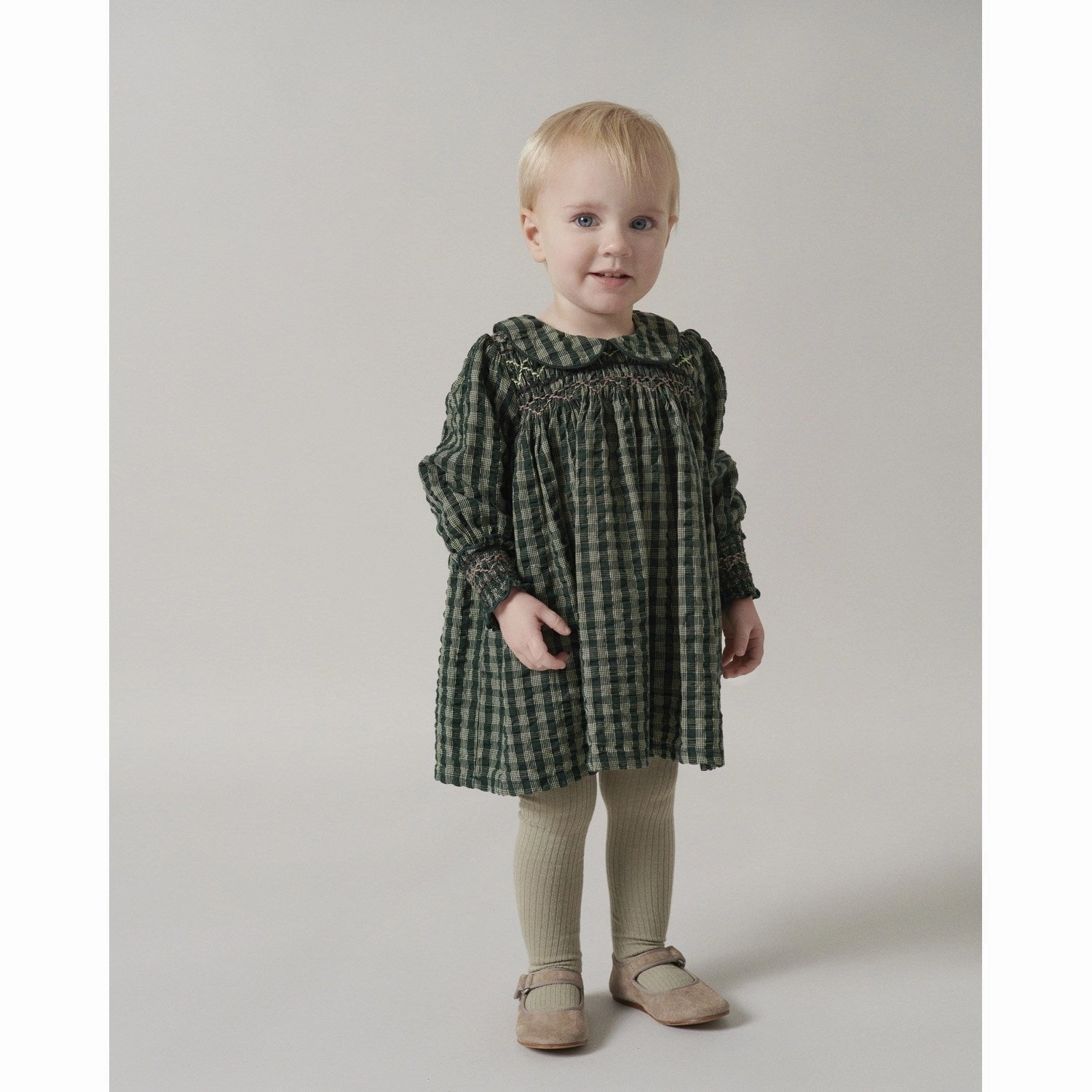 MarMar Seersucker Gingham Dark Leaf Check Dabina B Dress City Layer Romantic Hour