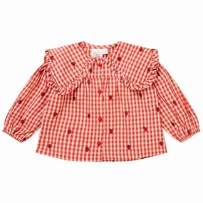 Fl?ss Berry Gingham Molly LS Blouse All day wearability