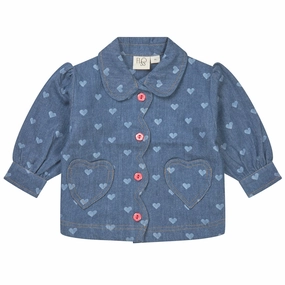 Brushed Inner Lining Fl?ss Blue Denim/Hearts Lollo Overshirt