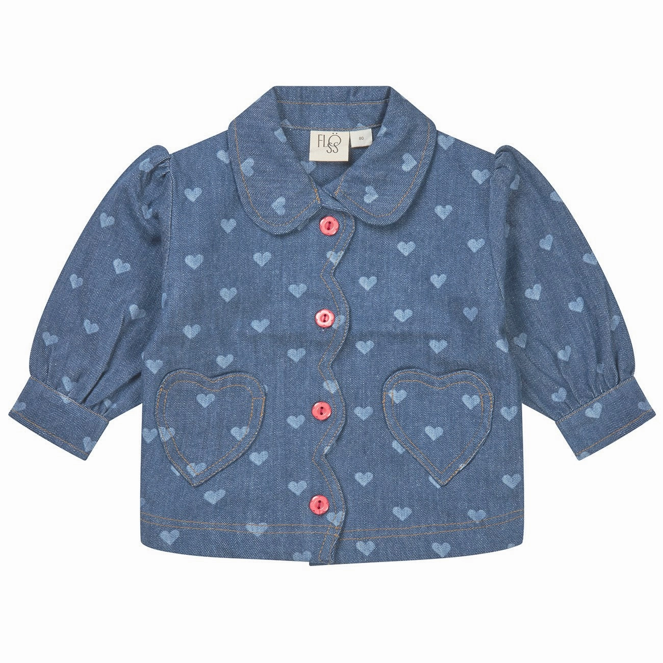 Brushed Inner Lining Fl?ss Blue Denim/Hearts Lollo Overshirt