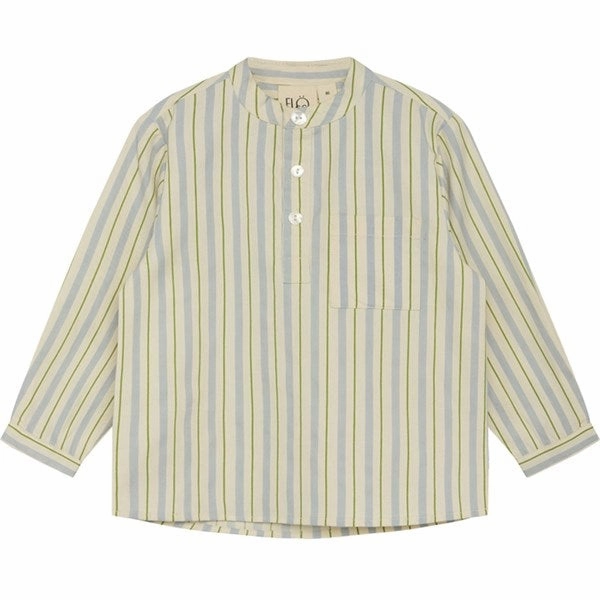 Fl?ss Bobby Shirt Blue/Green Stripe Solid Color