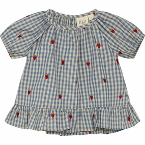 Compact Packing Zip Front Fl?ss Polly Blouse Berry/Blue Gingham