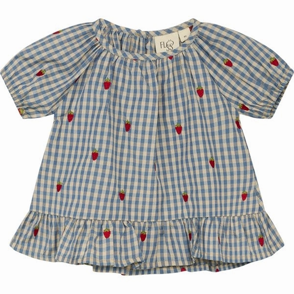 Fl?ss Polly Blouse Berry/Blue Gingham Handcrafted Detail