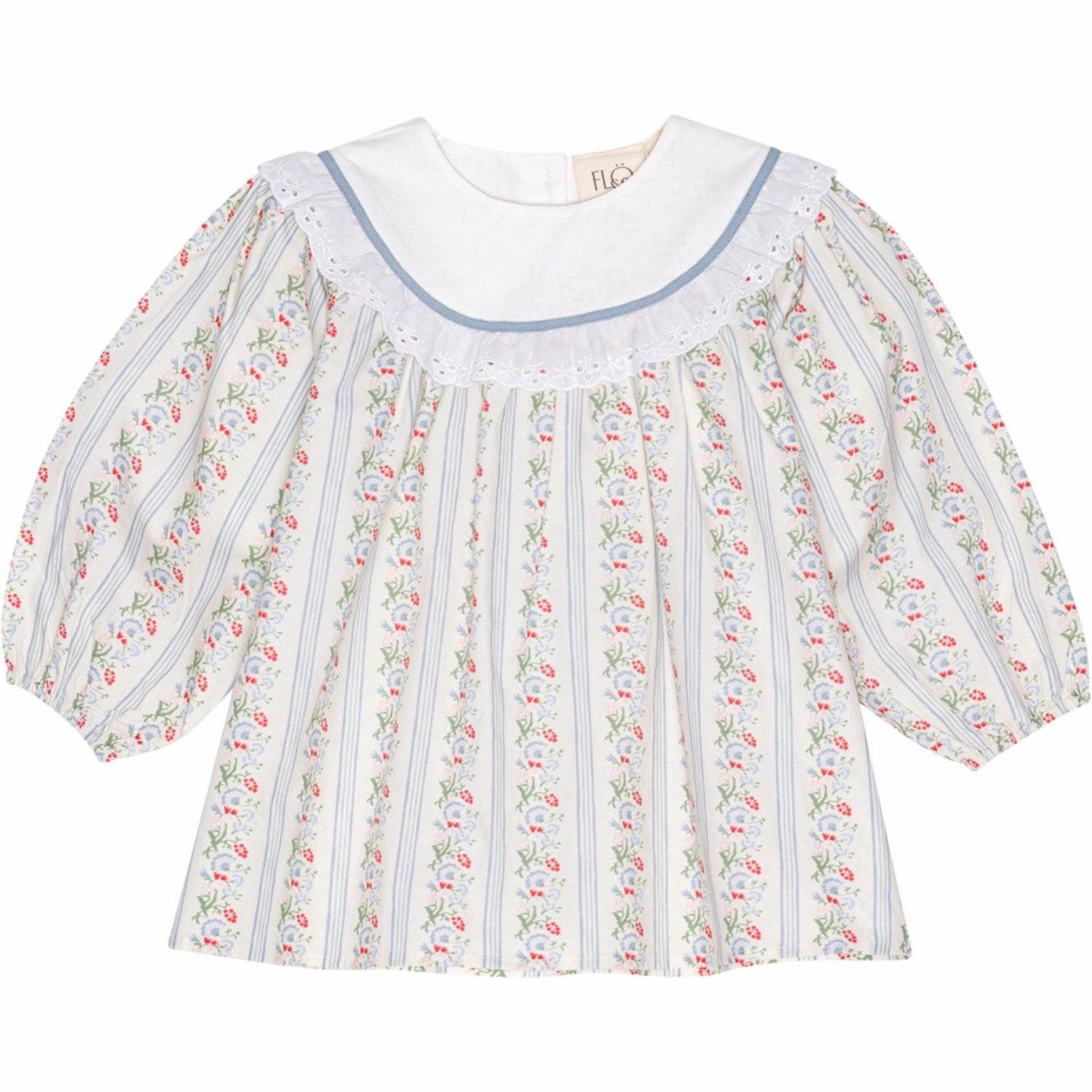 Fl?ss Soft white/Bright blue Abigail Dress Comfort Layer Button-front