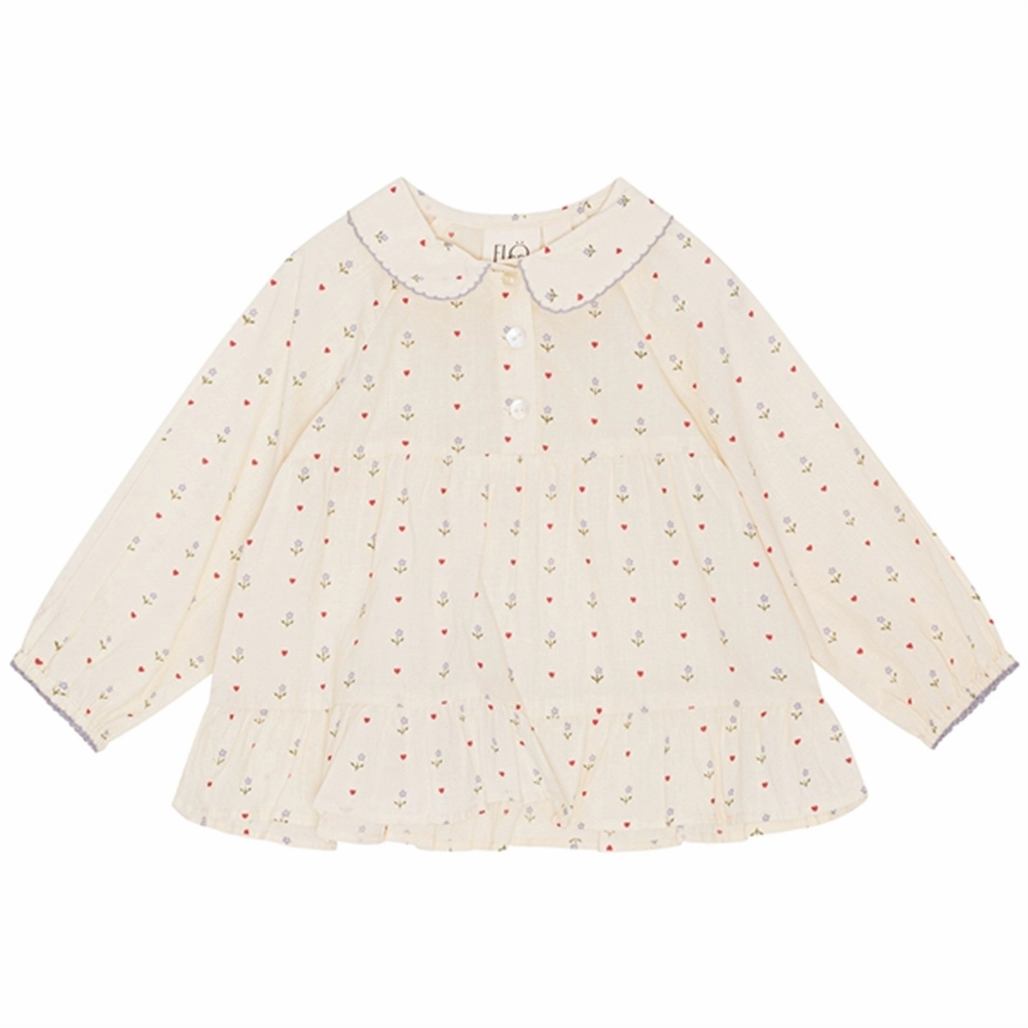 Sustainable Dye Process Micro Perforated Texture Fl?ss Wilma Blouse Heart Print