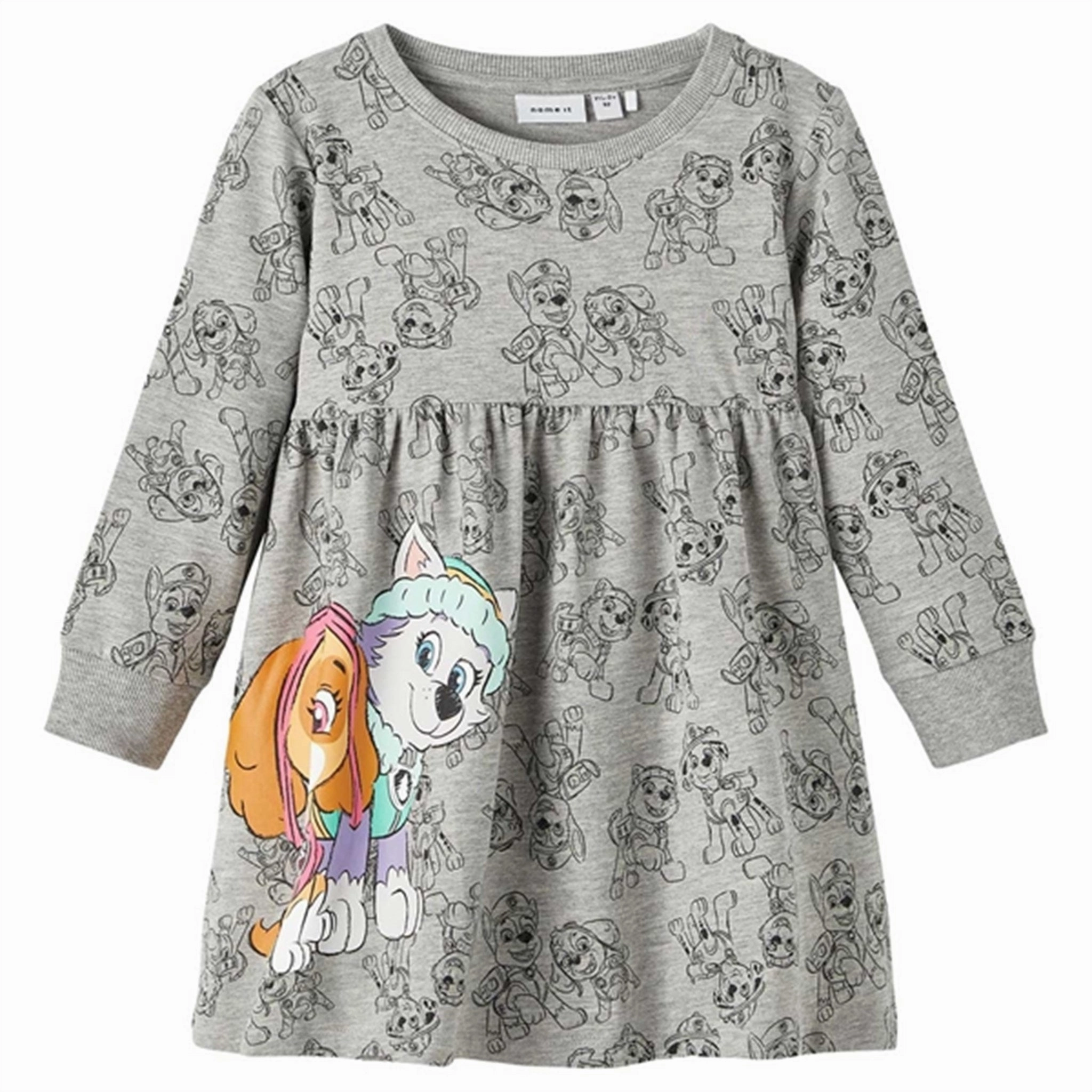 Name it Grey Melange Jam Paw Patrol Sweat Dress Sheer Light Sophisticated Touch