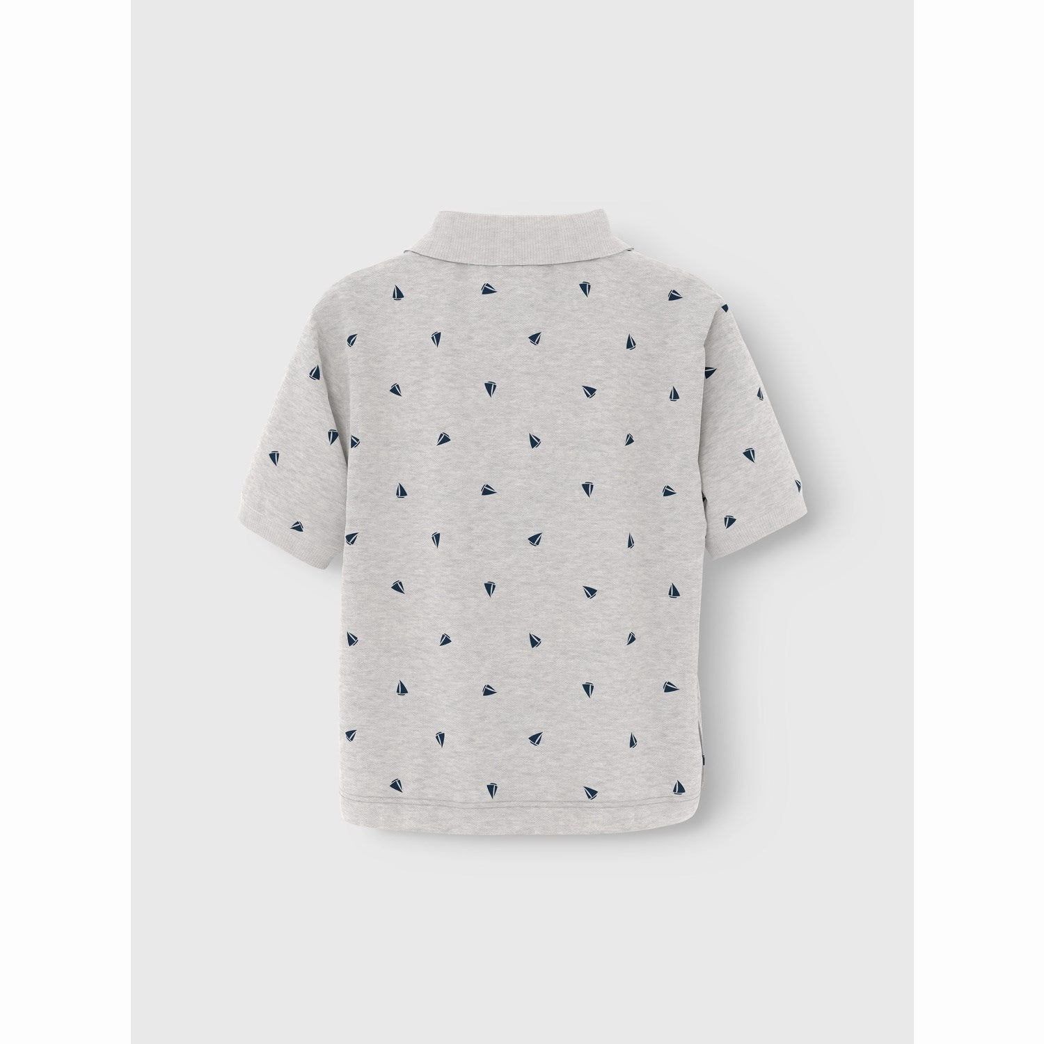 Name It Light Grey Melange Boats Volo Regular Polo DoubleLayered Hem Binding