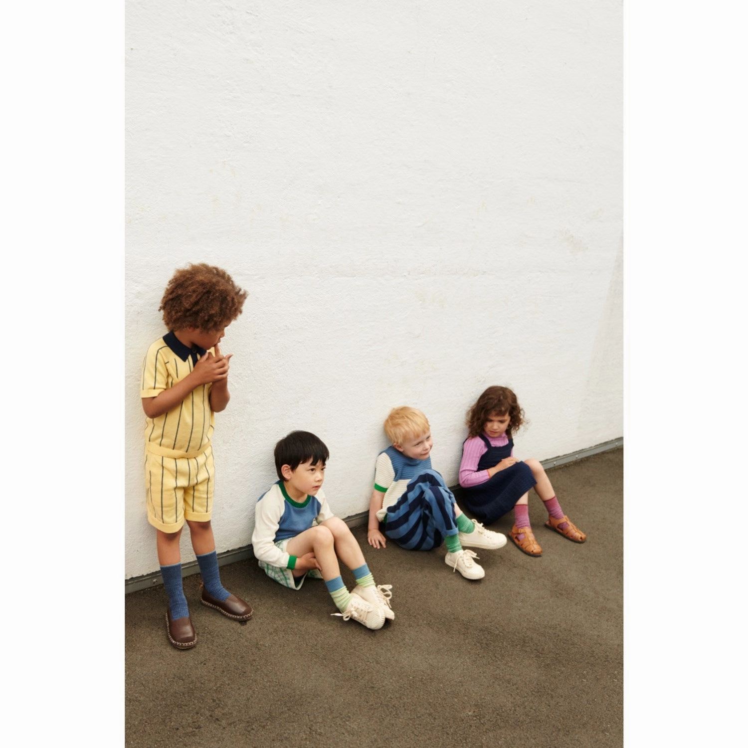 Breathable Cotton Preppy Style FUB vanilla/dark navy Striped Polo