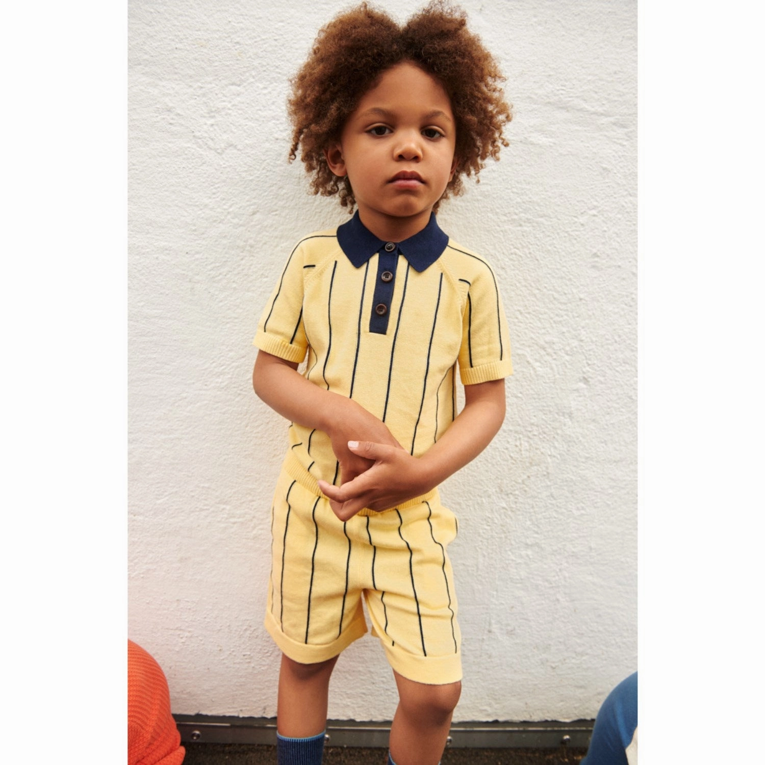 FUB vanilla/dark navy Striped Polo EcoFriendly Material Cotton Blend