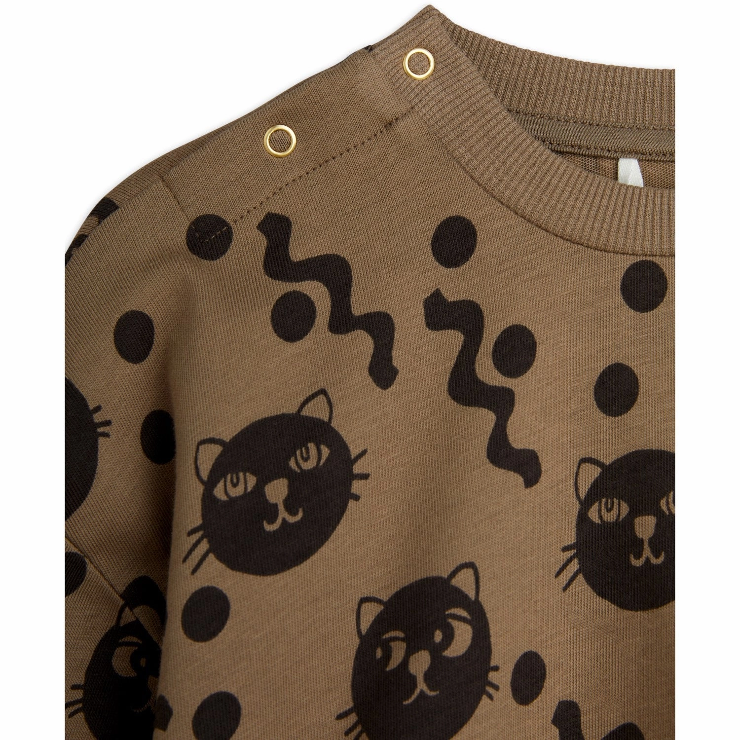 DoubleLayered Hood Mini Rodini Brown Squiggly Cats AOP Sweatset