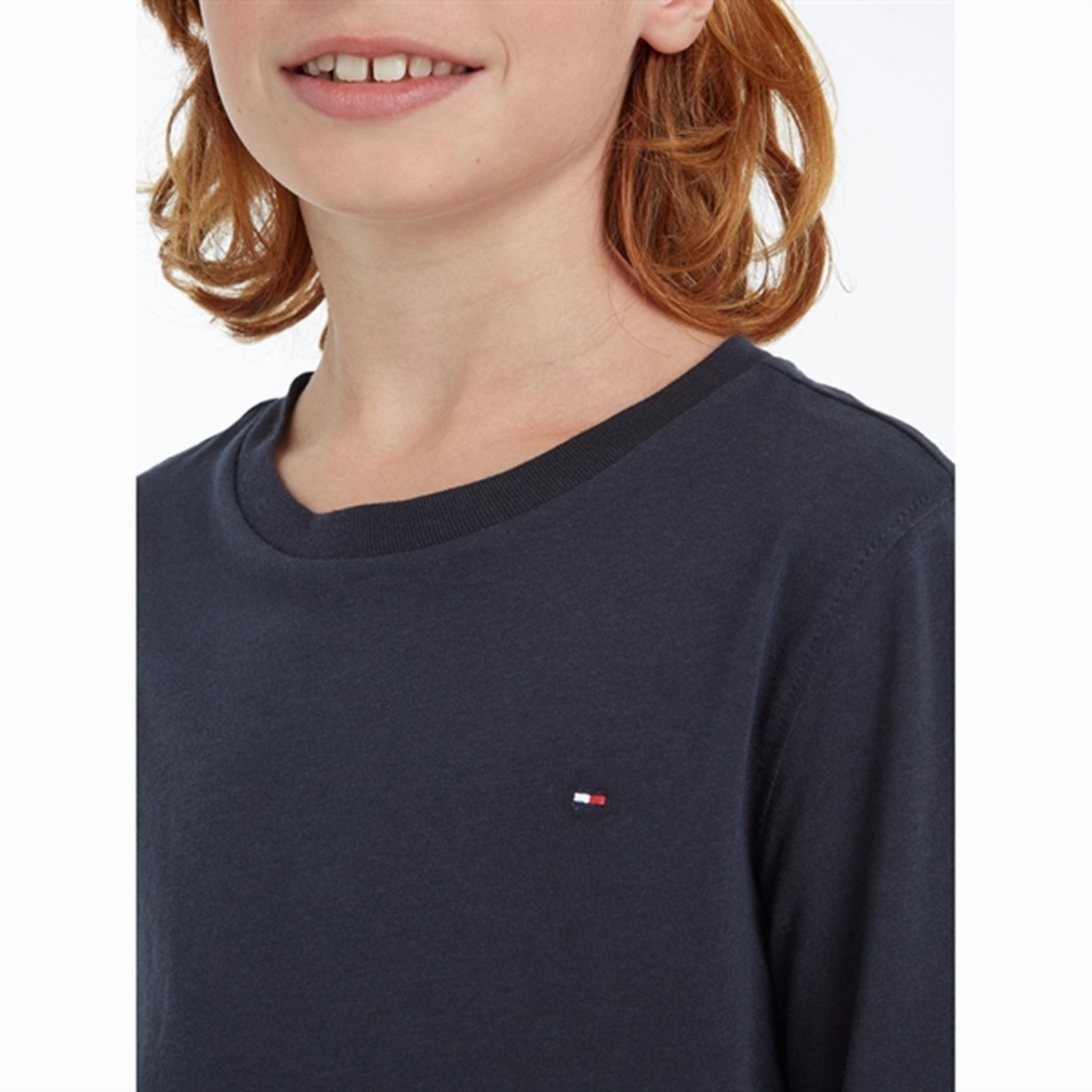 Tommy Hilfiger Boys Basic CN Bluse Sky Captain Double Stitched Seams