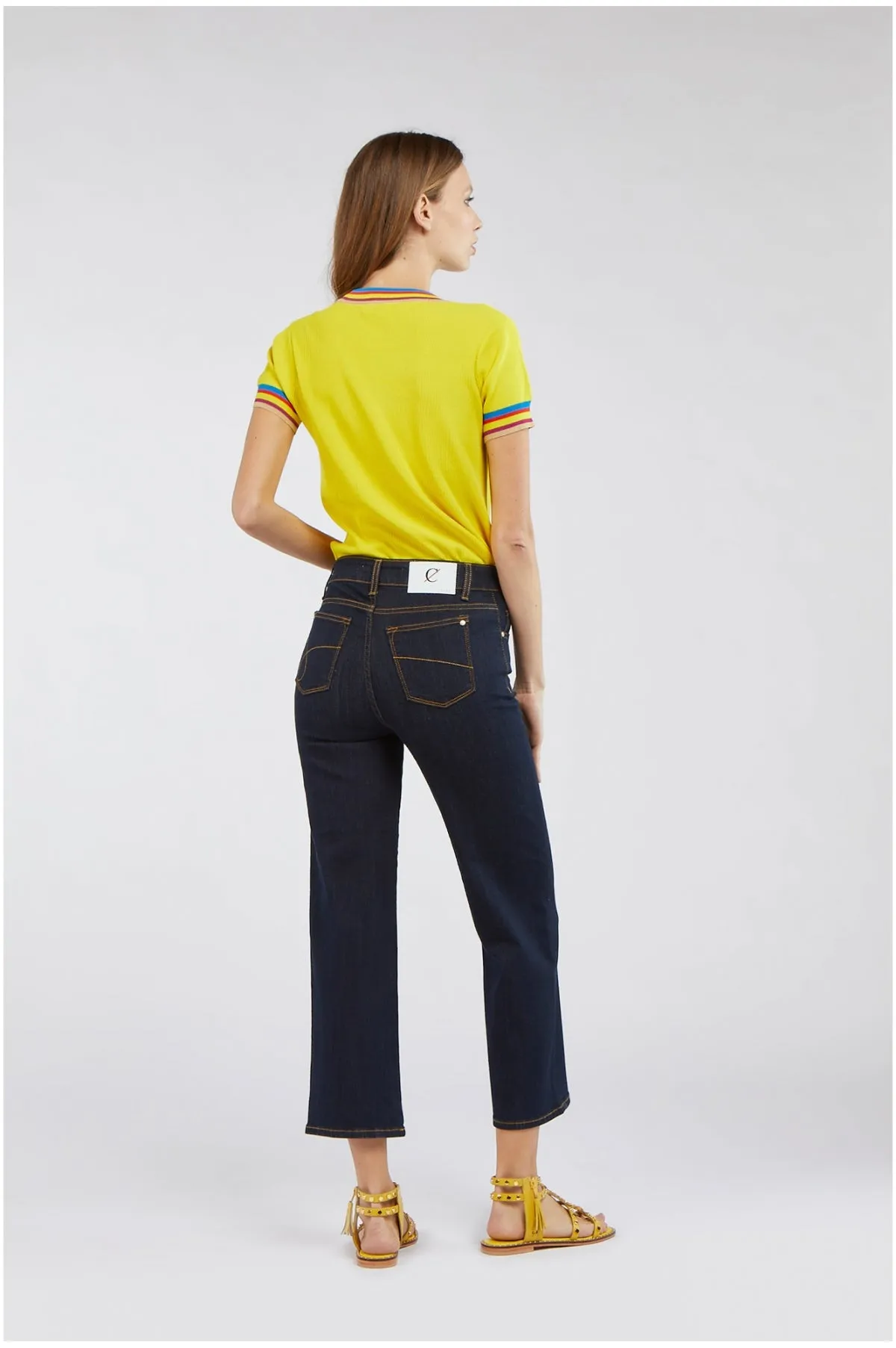 Elastic Cuff Wear Resistant Fabric Caf??Noir denim culotte da donna C7JJ1003 B009 indaco