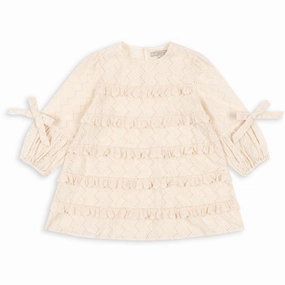 Konges Sl?jd Buttercream Frilla Dress Breathable Wearable Invisible-Zip