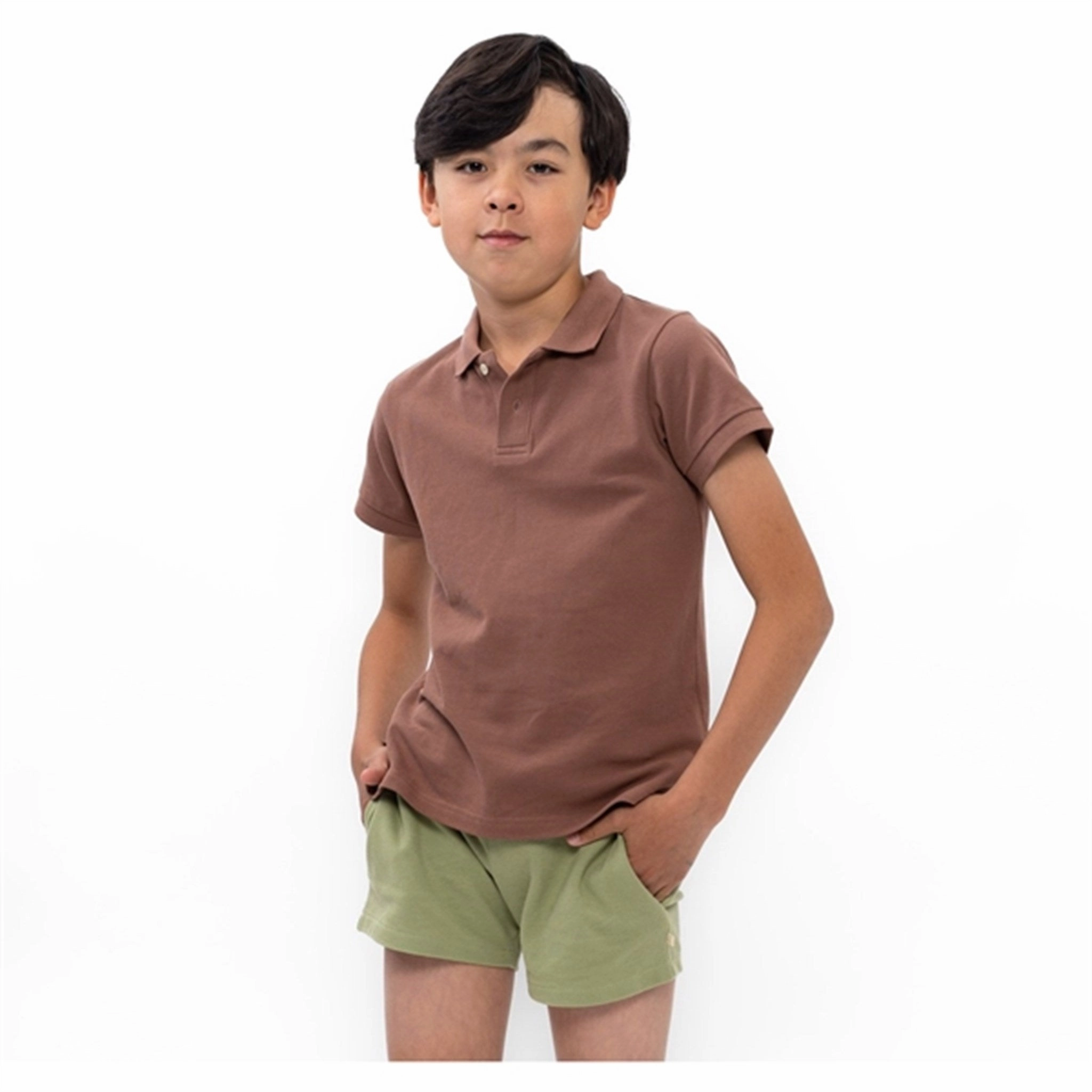 Cotton Blend Performance Ready Minimalisma Eiven Polo T-shirt Brownie