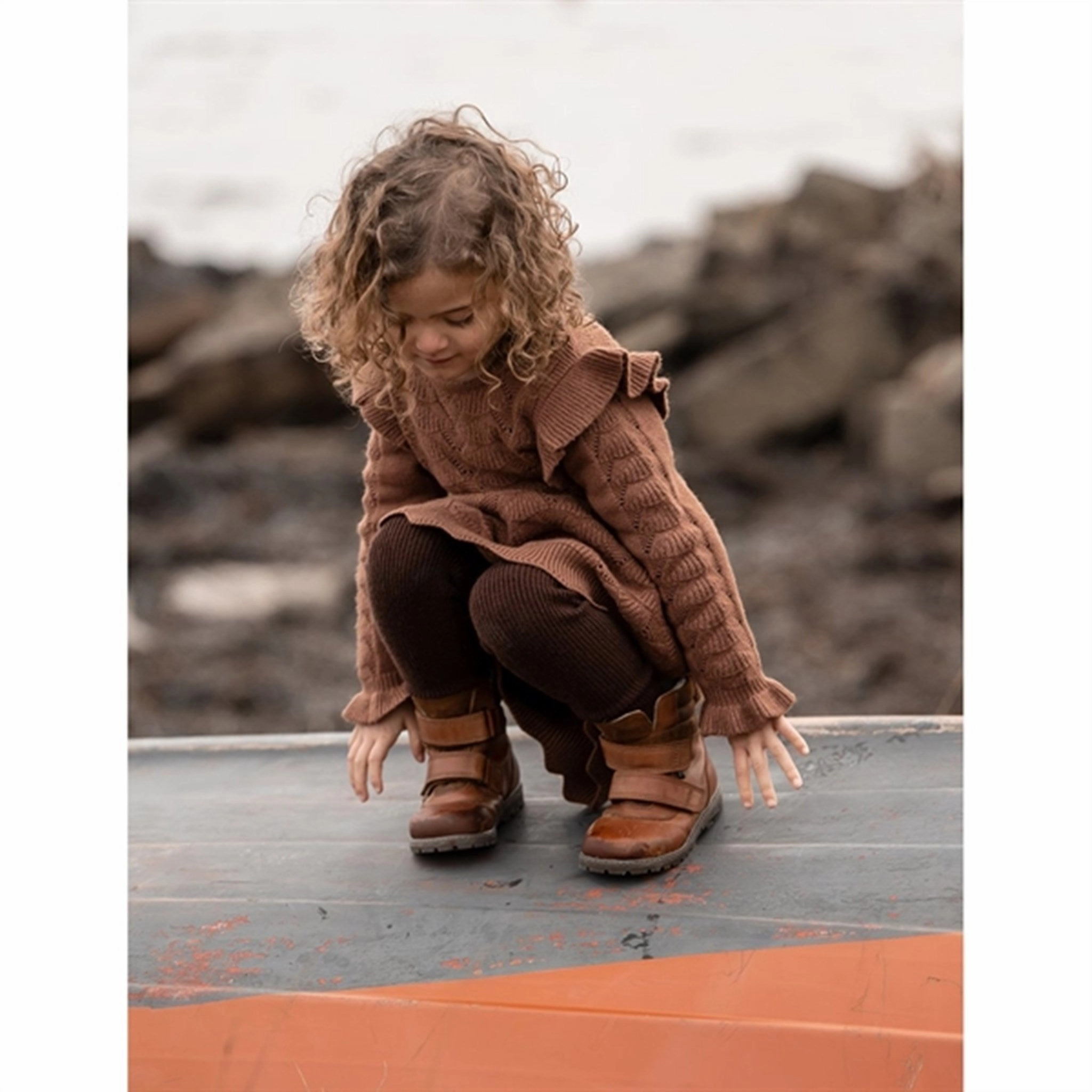 Sophisticated and Relaxed Fliink Carob Brown Benna New Ruffle Dress