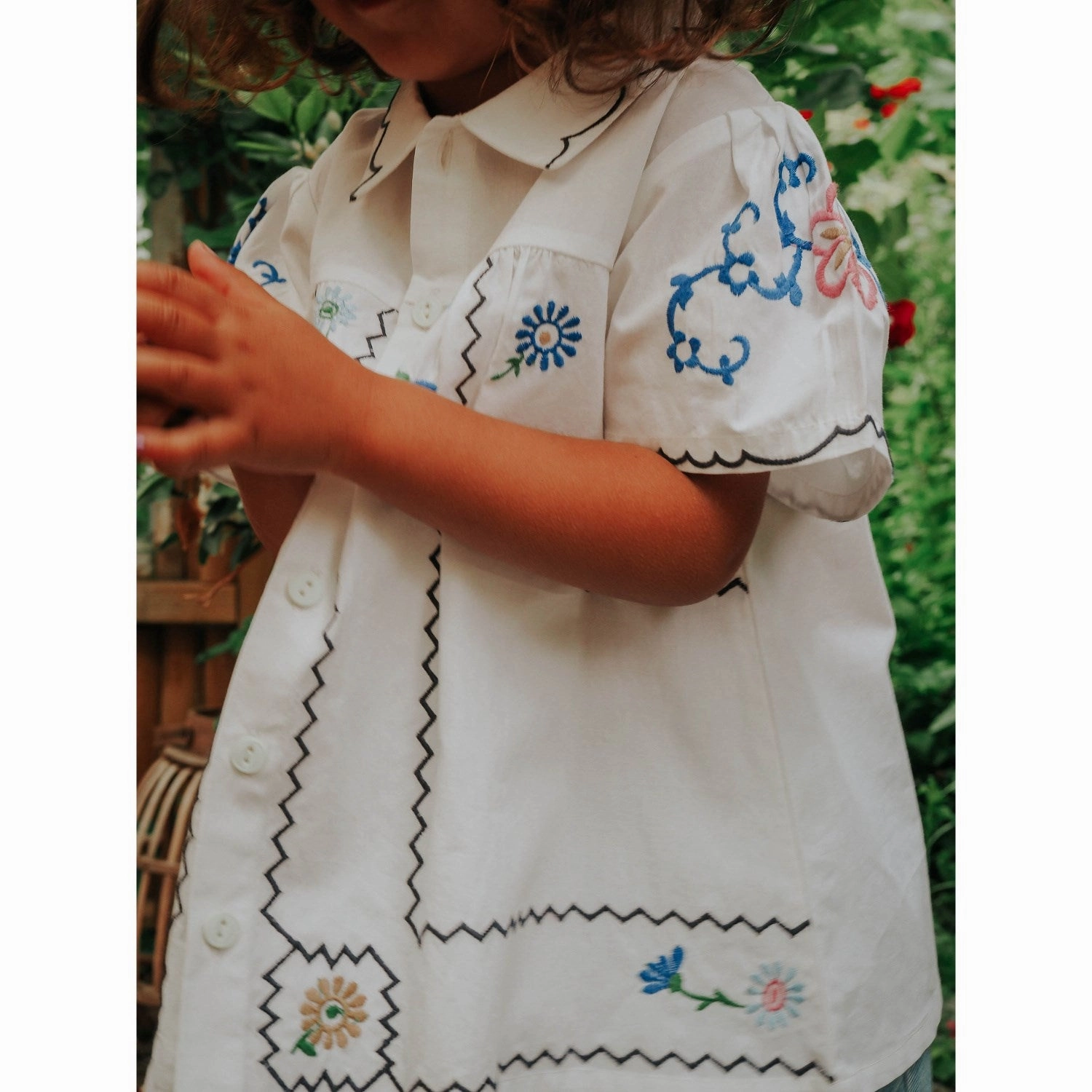 Fliink Cloud Dancer Hirse Blouse Breathable mesh panel Vintage Style