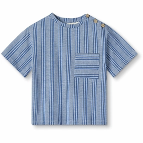 Trendy Fabric Versatile Layering Piece Fliink Cloud Dancer Mazerine Blue Stripe Miro T-Shirt