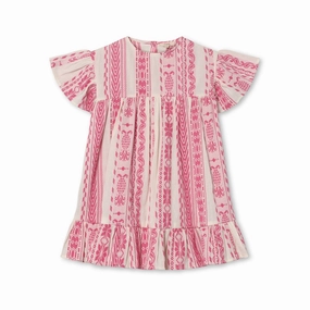 Fliink Cloud Dancer Pink Stripe Addie Dress Front Detail